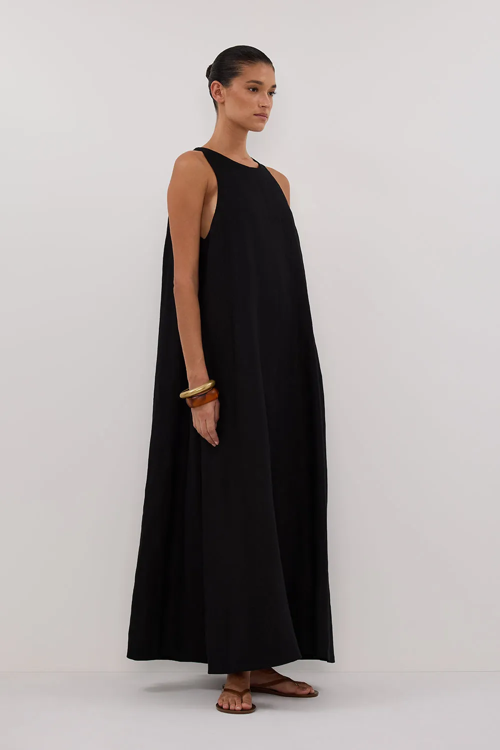 Dissh ISABELLE BLACK LINEN MIDI DRESS