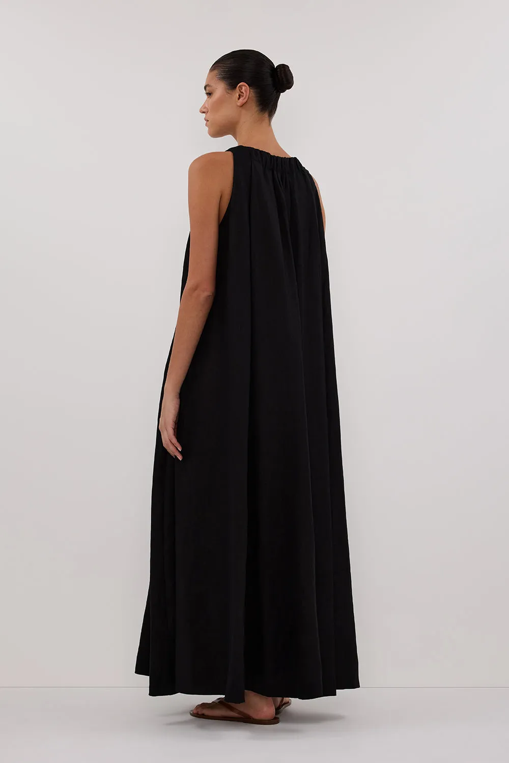 Dissh ISABELLE BLACK LINEN MIDI DRESS