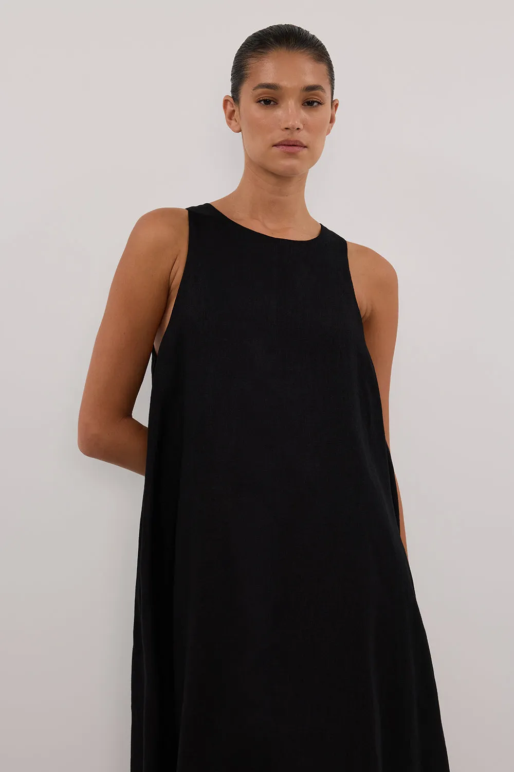 Dissh ISABELLE BLACK LINEN MIDI DRESS