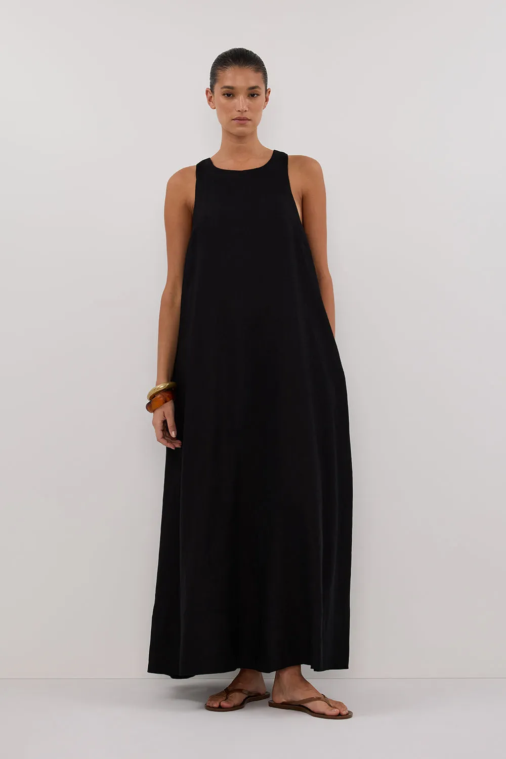 Dissh ISABELLE BLACK LINEN MIDI DRESS