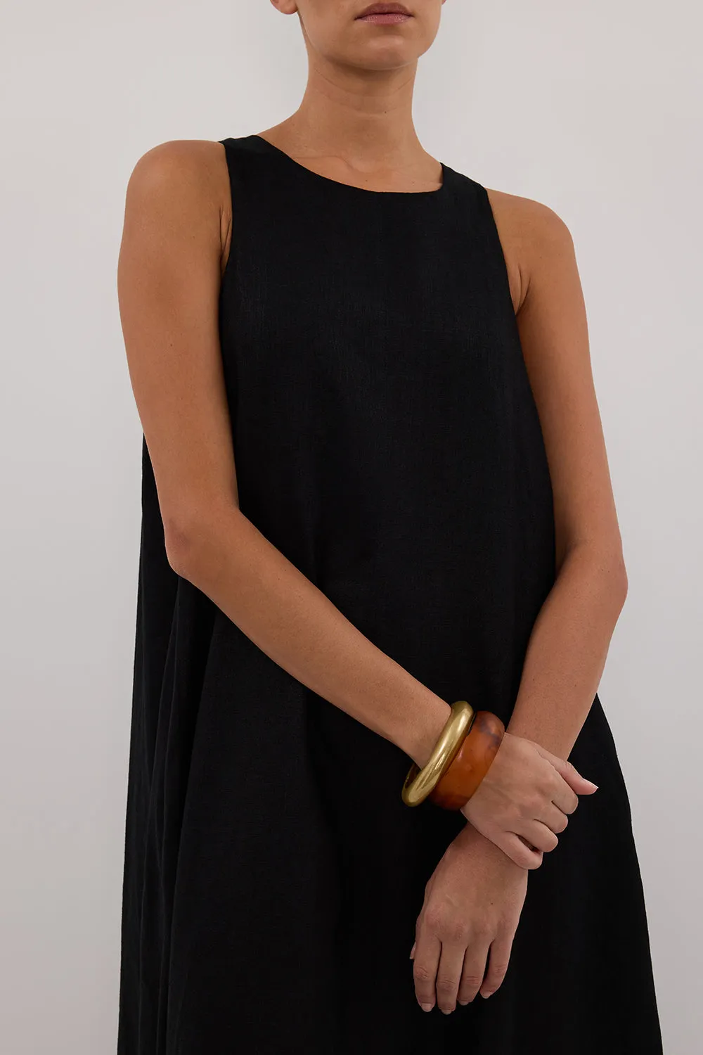 Dissh ISABELLE BLACK LINEN MIDI DRESS