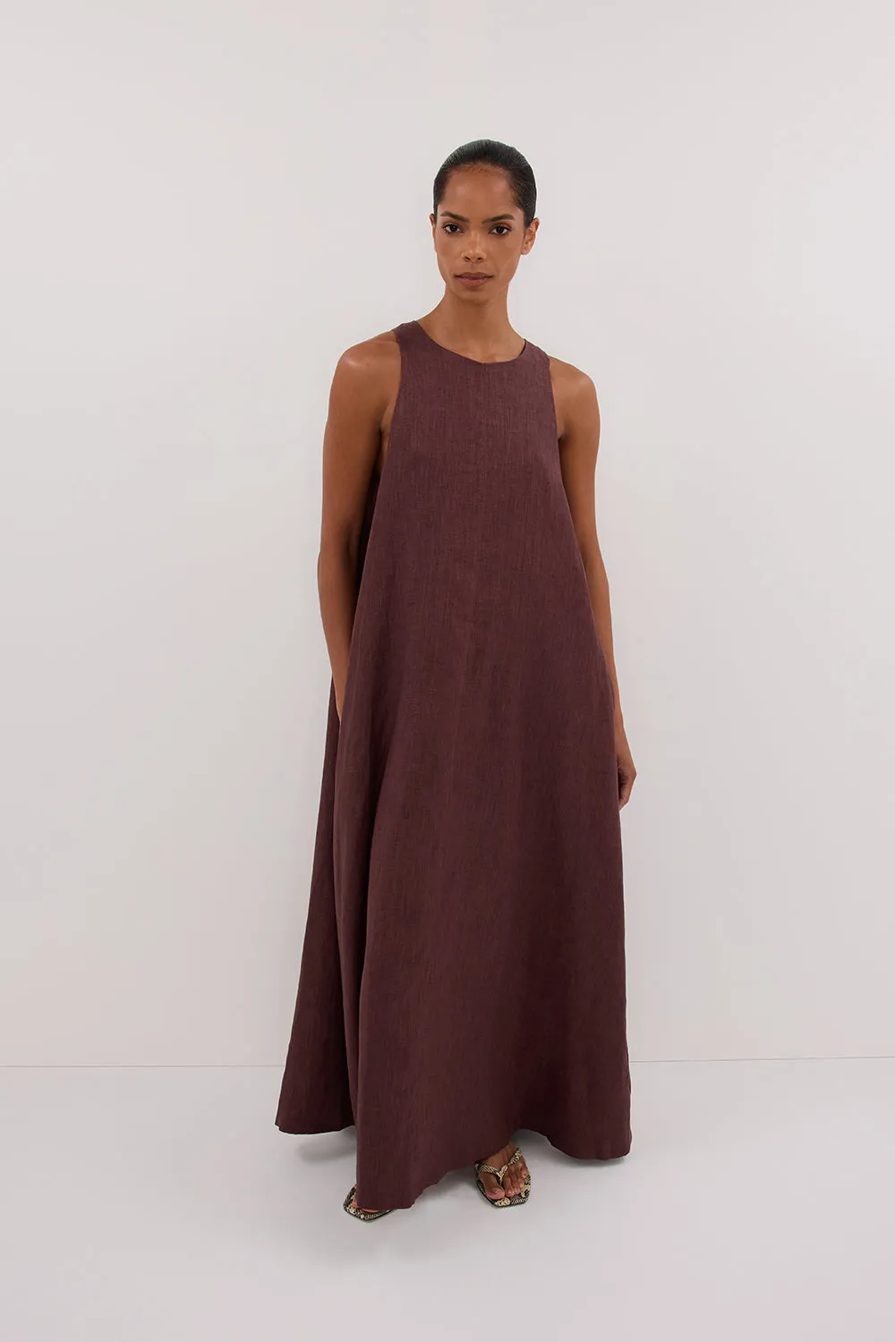 Dissh ISABELLE WALNUT LINEN MIDI DRESS