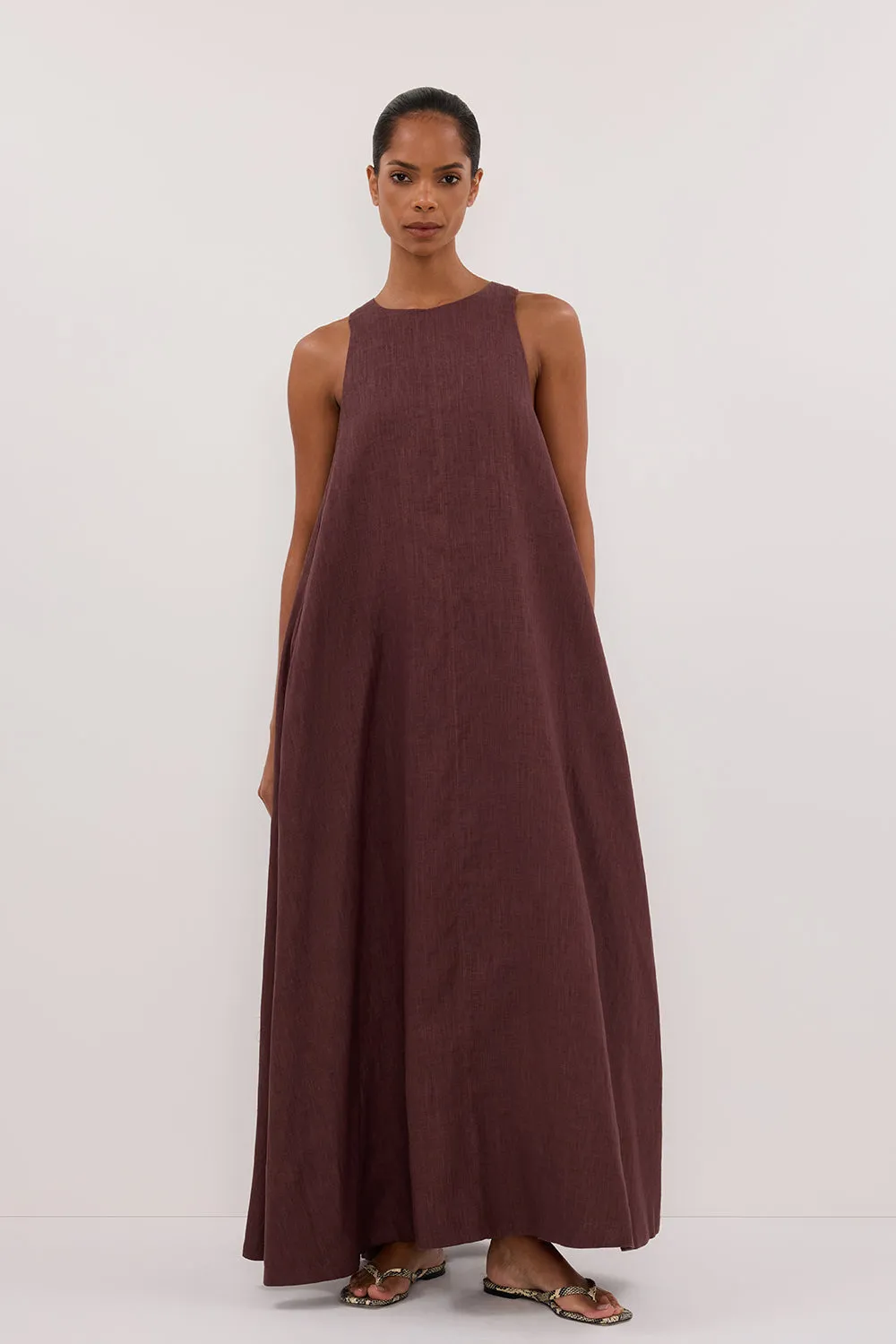 Dissh ISABELLE WALNUT LINEN MIDI DRESS
