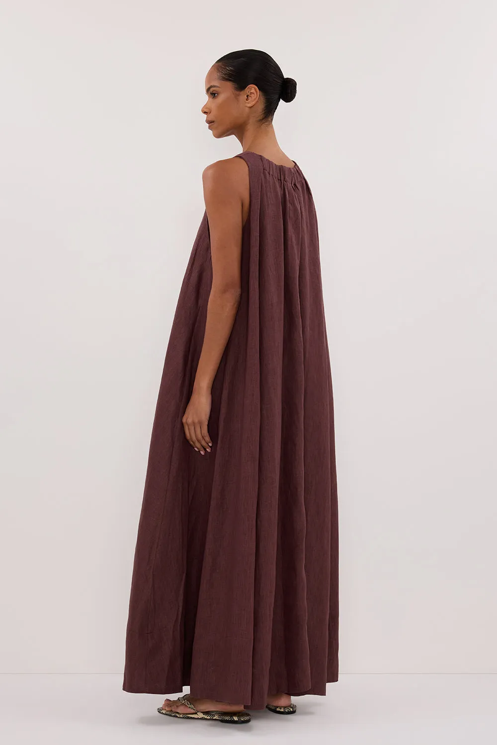 Dissh ISABELLE WALNUT LINEN MIDI DRESS