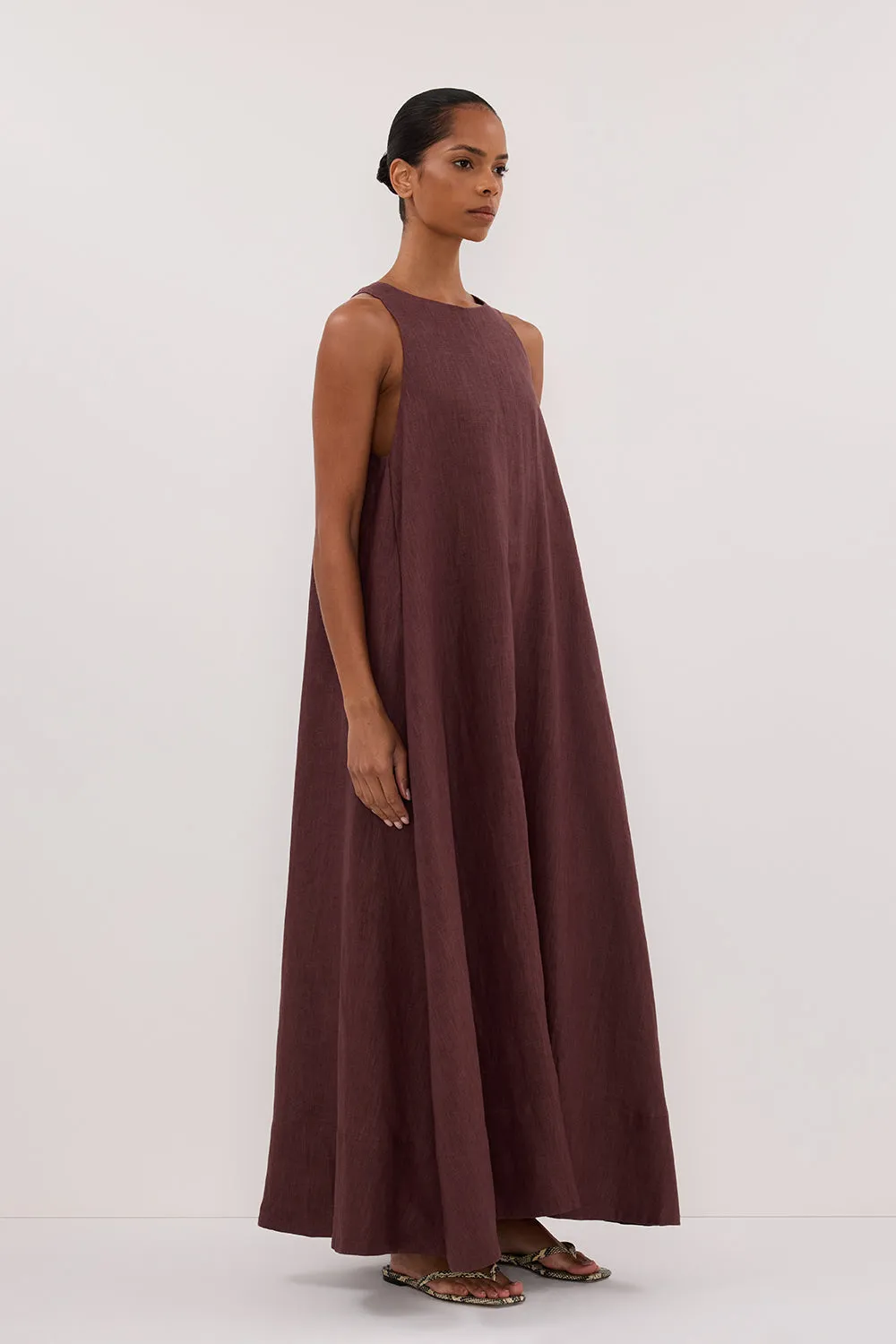 Dissh ISABELLE WALNUT LINEN MIDI DRESS