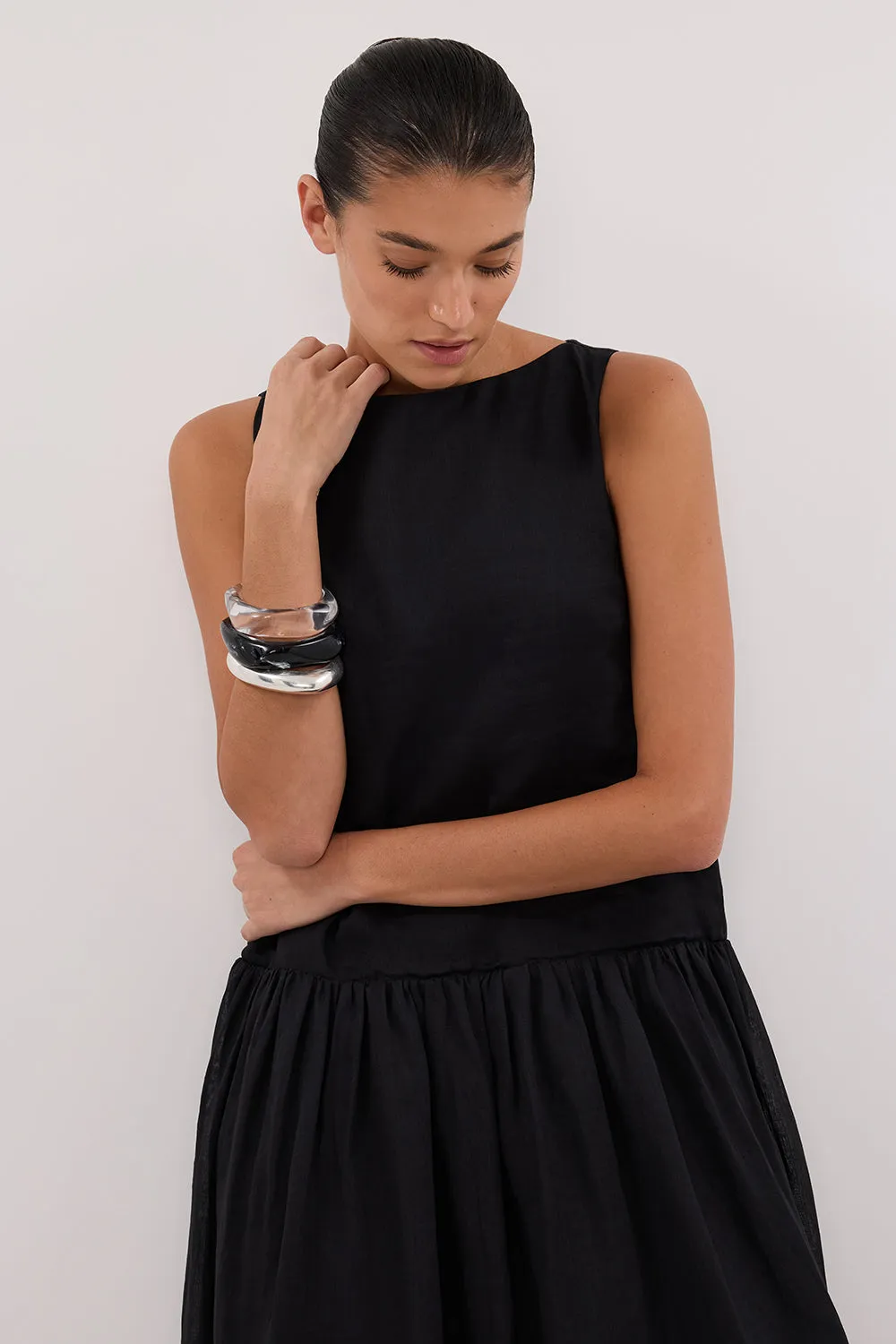 Dissh JACQUES BLACK RAMIE MIDI DRESS