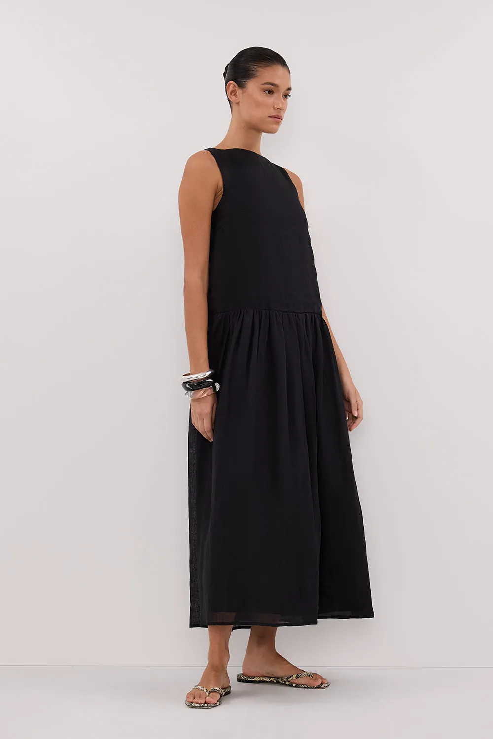 Dissh JACQUES BLACK RAMIE MIDI DRESS