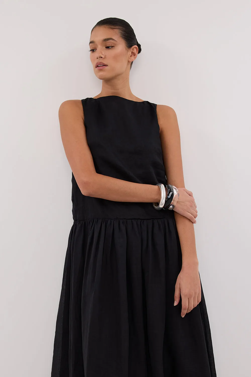 Dissh JACQUES BLACK RAMIE MIDI DRESS