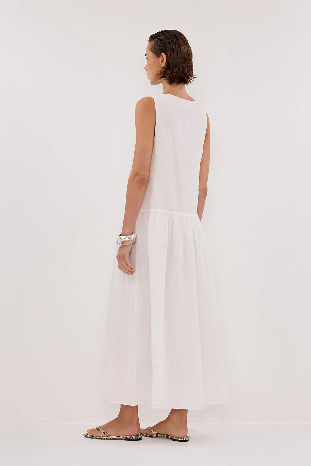 Dissh JACQUES WHITE RAMIE MIDI DRESS