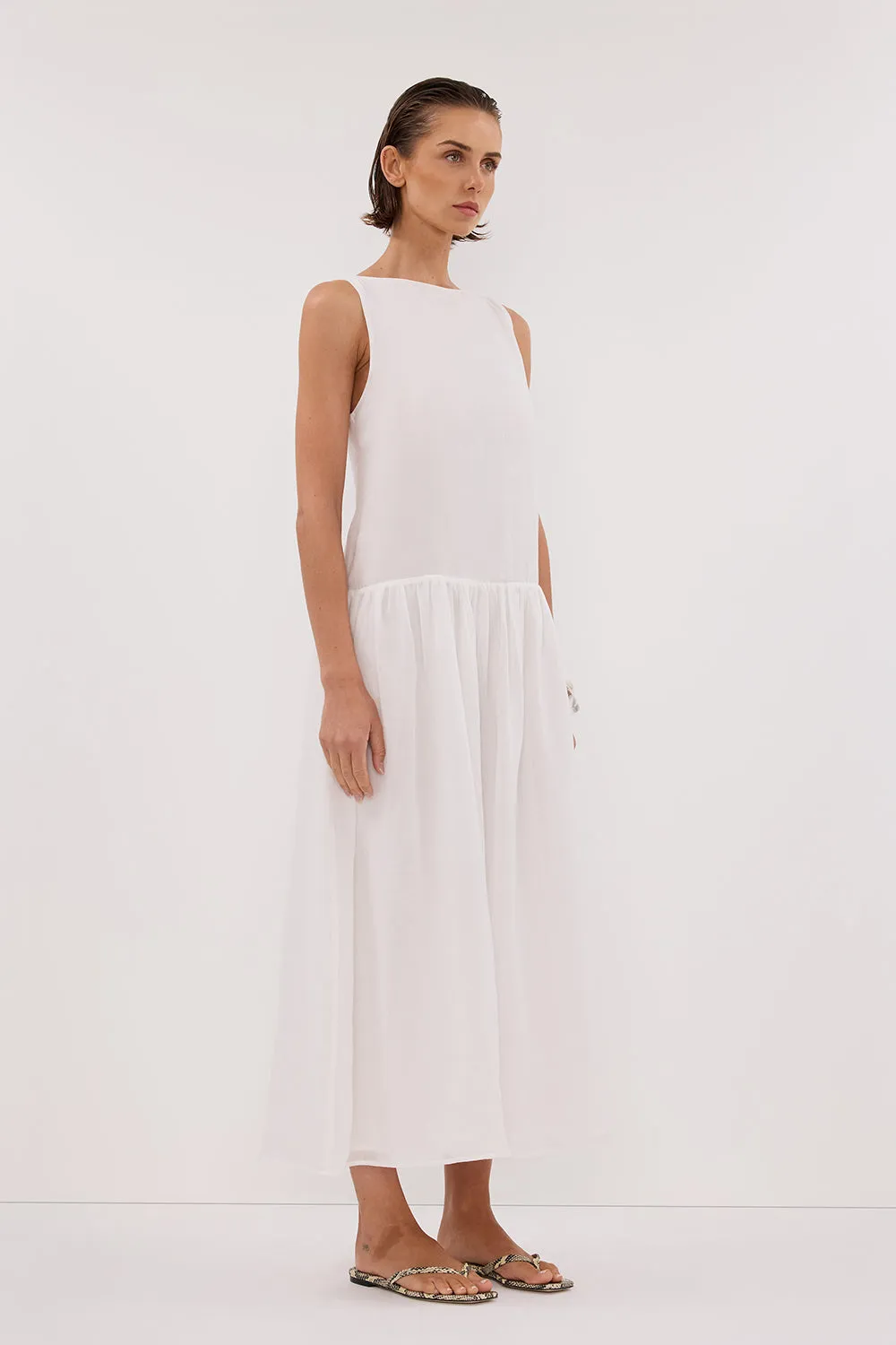 Dissh JACQUES WHITE RAMIE MIDI DRESS
