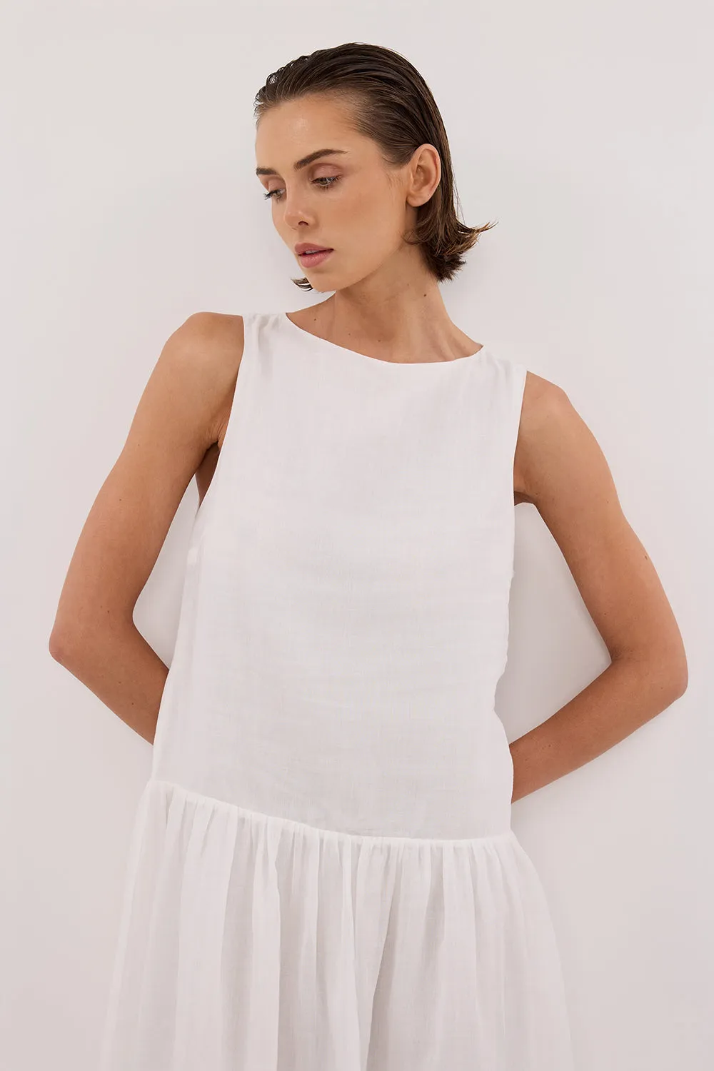 Dissh JACQUES WHITE RAMIE MIDI DRESS