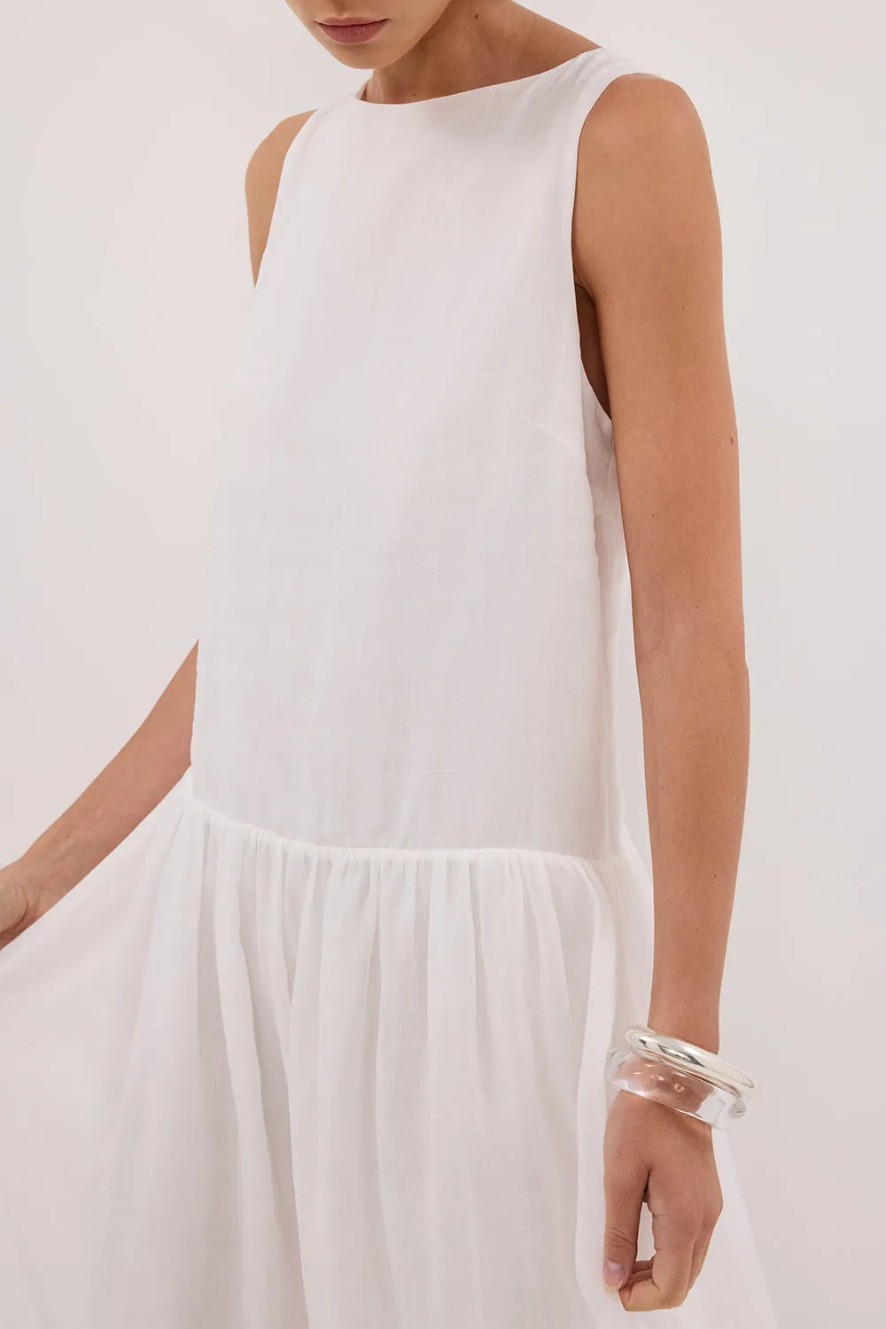 Dissh JACQUES WHITE RAMIE MIDI DRESS