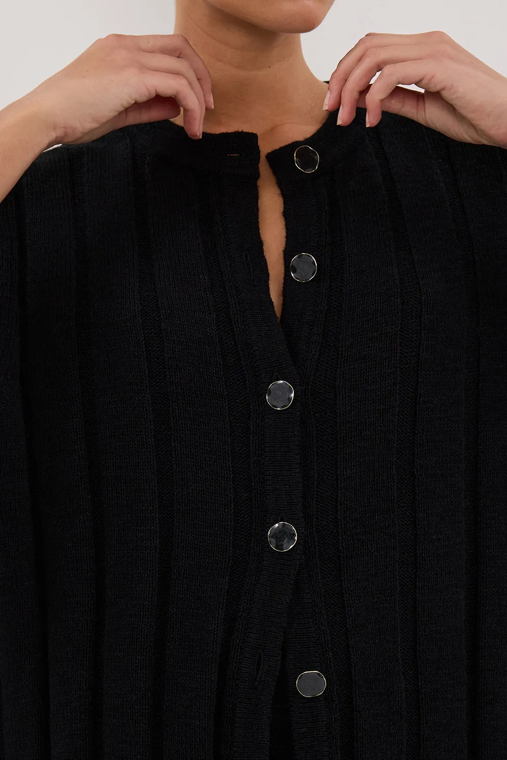 Dissh JAZZ BLACK BUTTON KNIT SHIRT