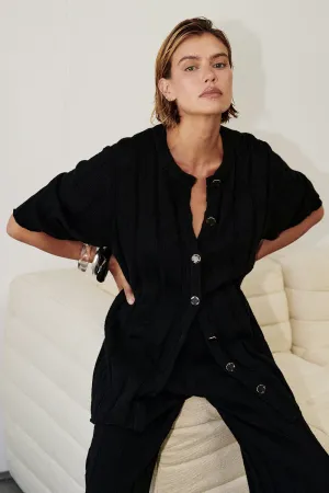 Dissh JAZZ BLACK BUTTON KNIT SHIRT
