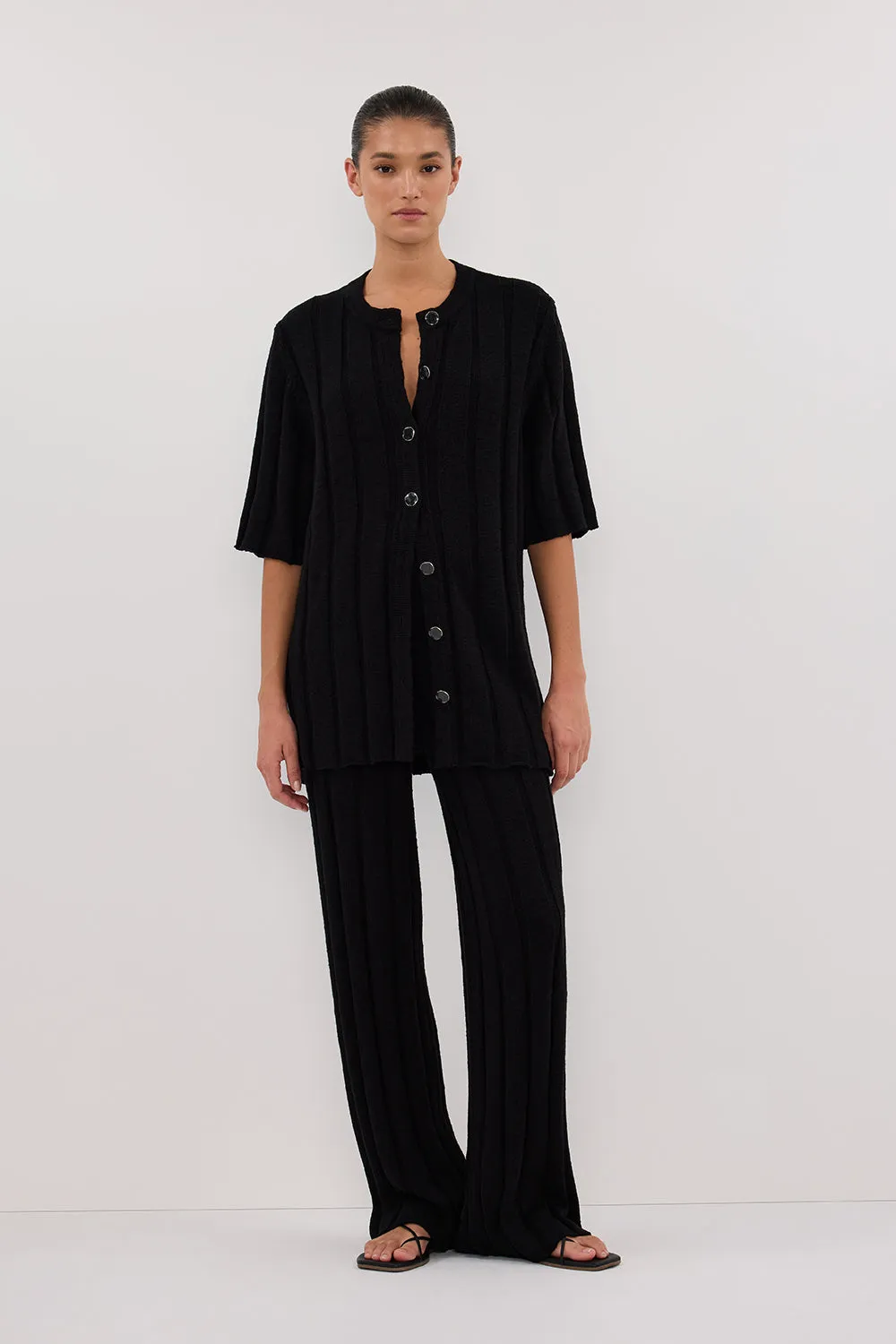 Dissh JAZZ BLACK BUTTON KNIT SHIRT