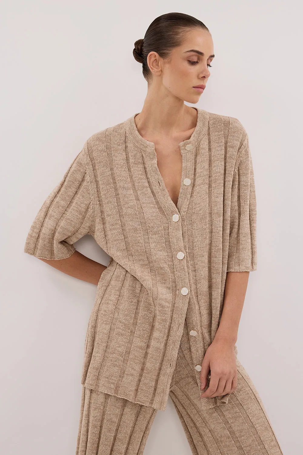 Dissh JAZZ NATURAL BUTTON KNIT SHIRT
