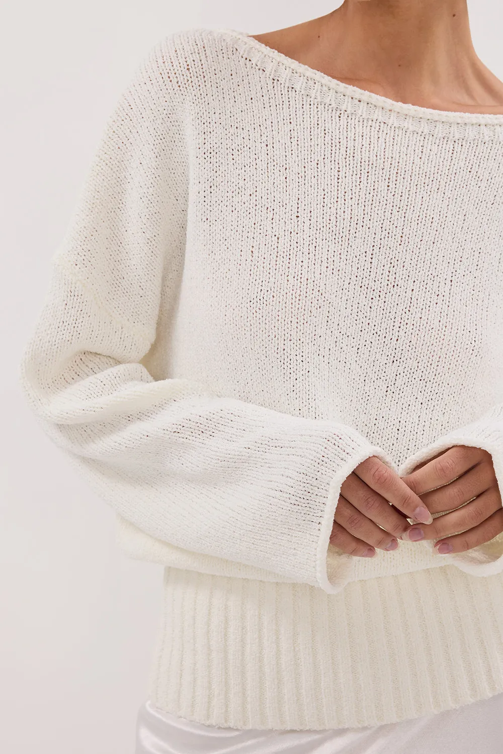 Dissh JULES WHITE LONG SLEEVE KNIT TOP