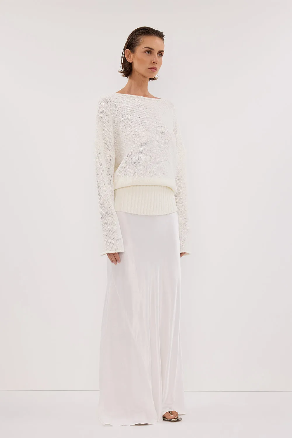 Dissh JULES WHITE LONG SLEEVE KNIT TOP