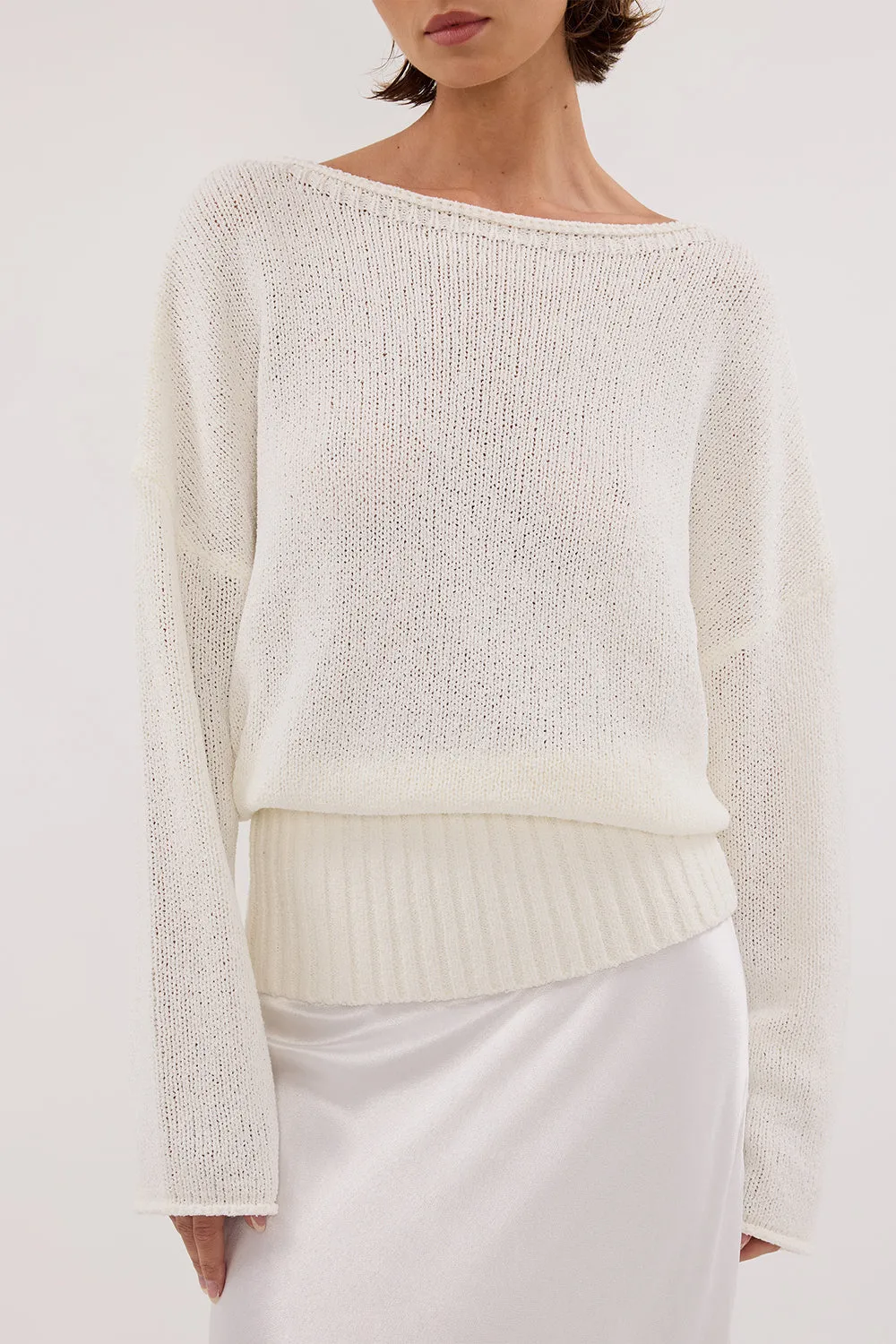 Dissh JULES WHITE LONG SLEEVE KNIT TOP