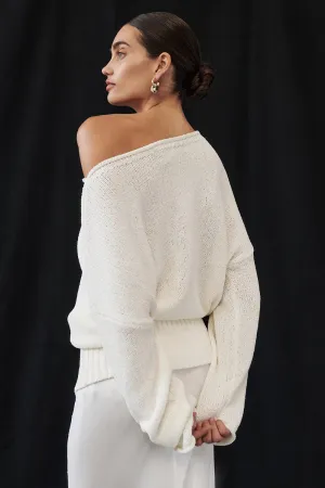 Dissh JULES WHITE LONG SLEEVE KNIT TOP