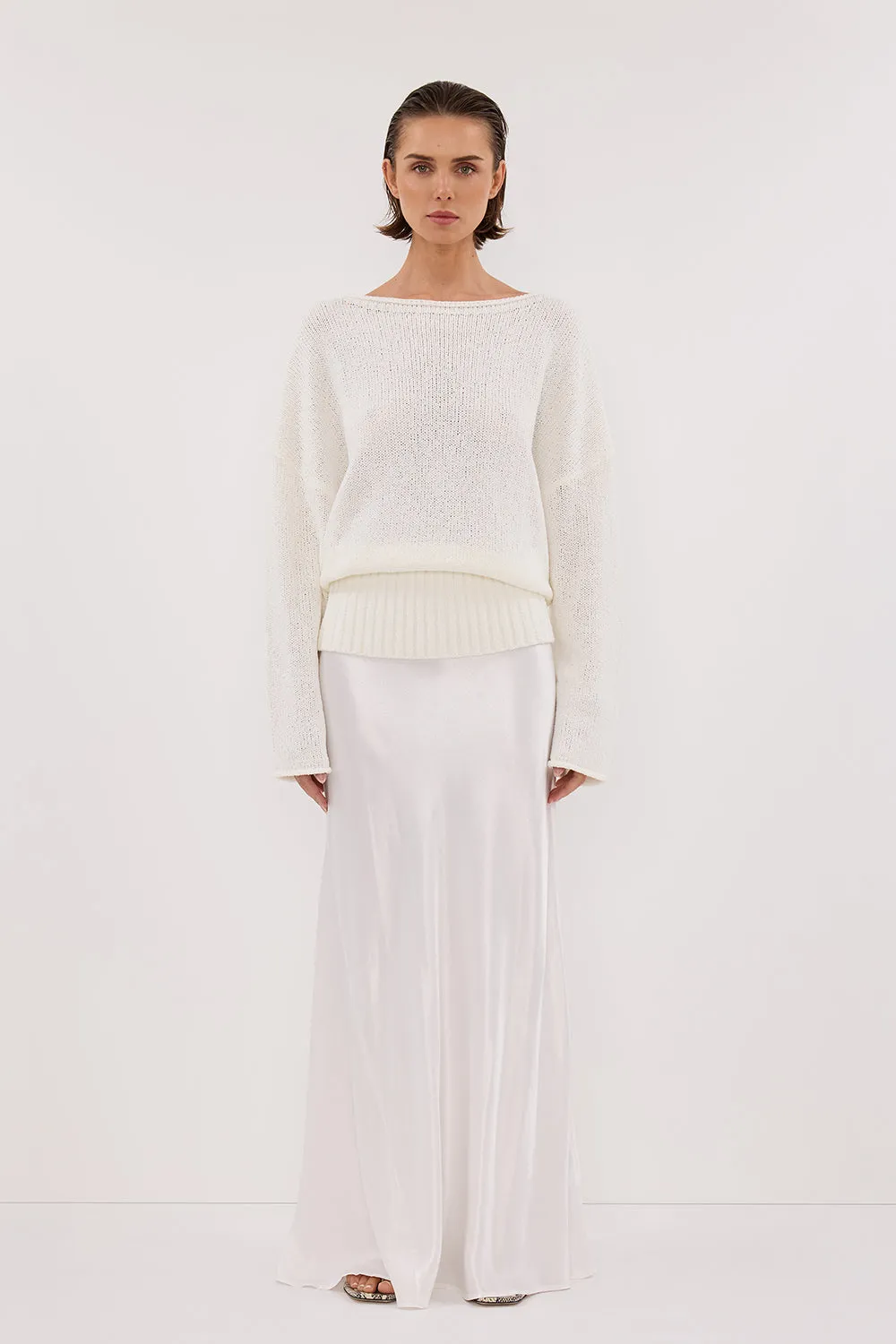 Dissh JULES WHITE LONG SLEEVE KNIT TOP