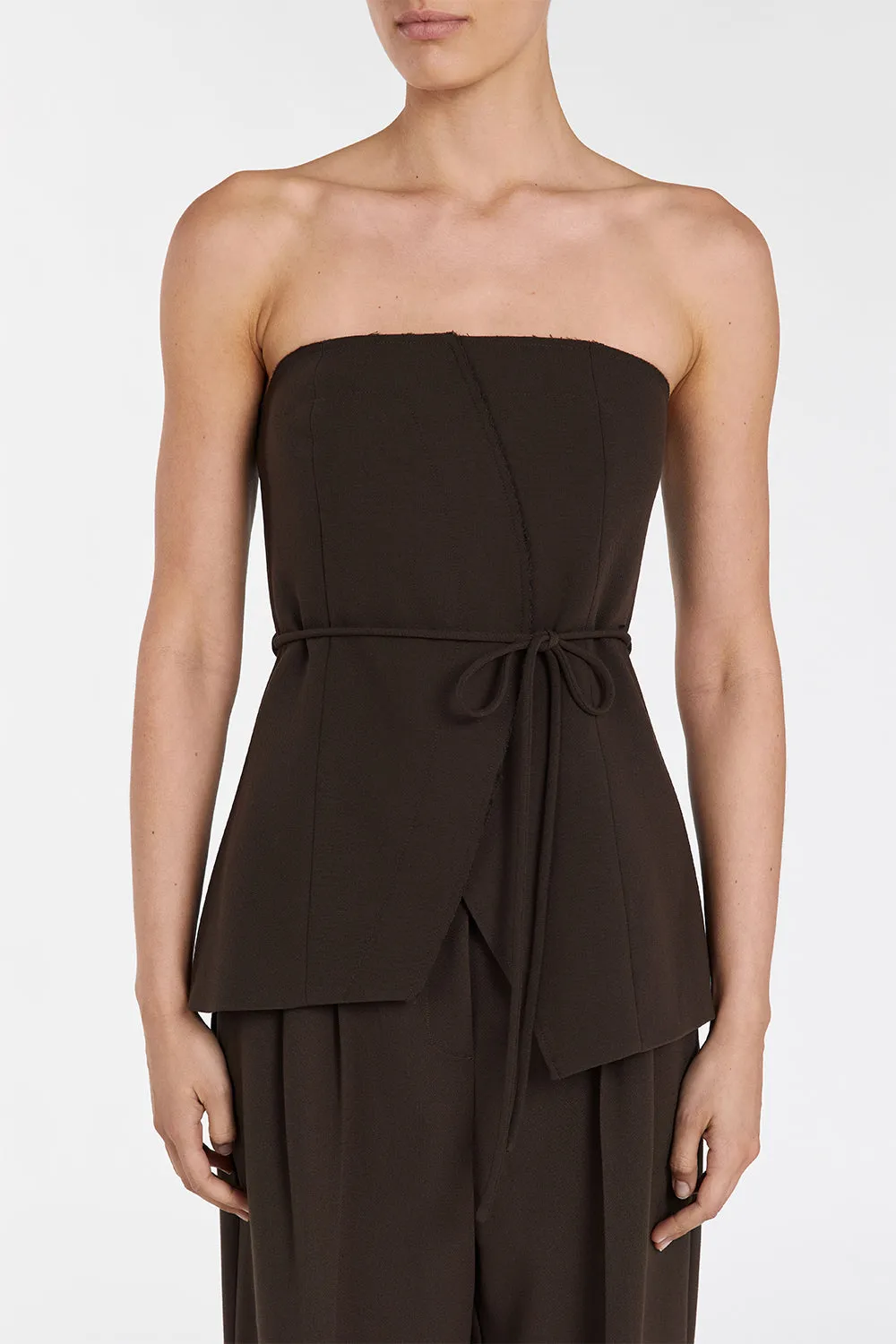 Dissh JULIE BITTER CHOC STRAPLESS TOP
