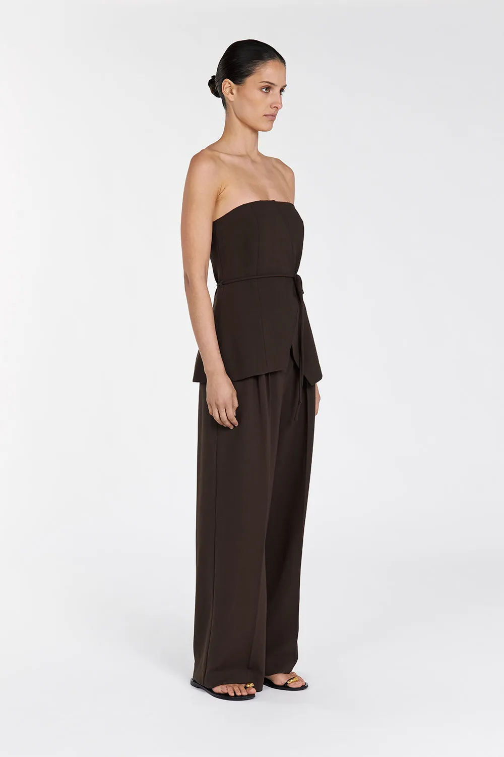 Dissh JULIE BITTER CHOC STRAPLESS TOP