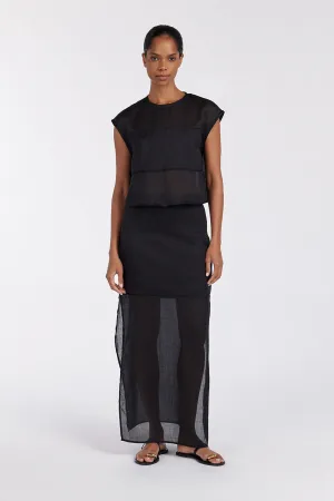 Dissh KAI BLACK RAMIE MIDI SKIRT