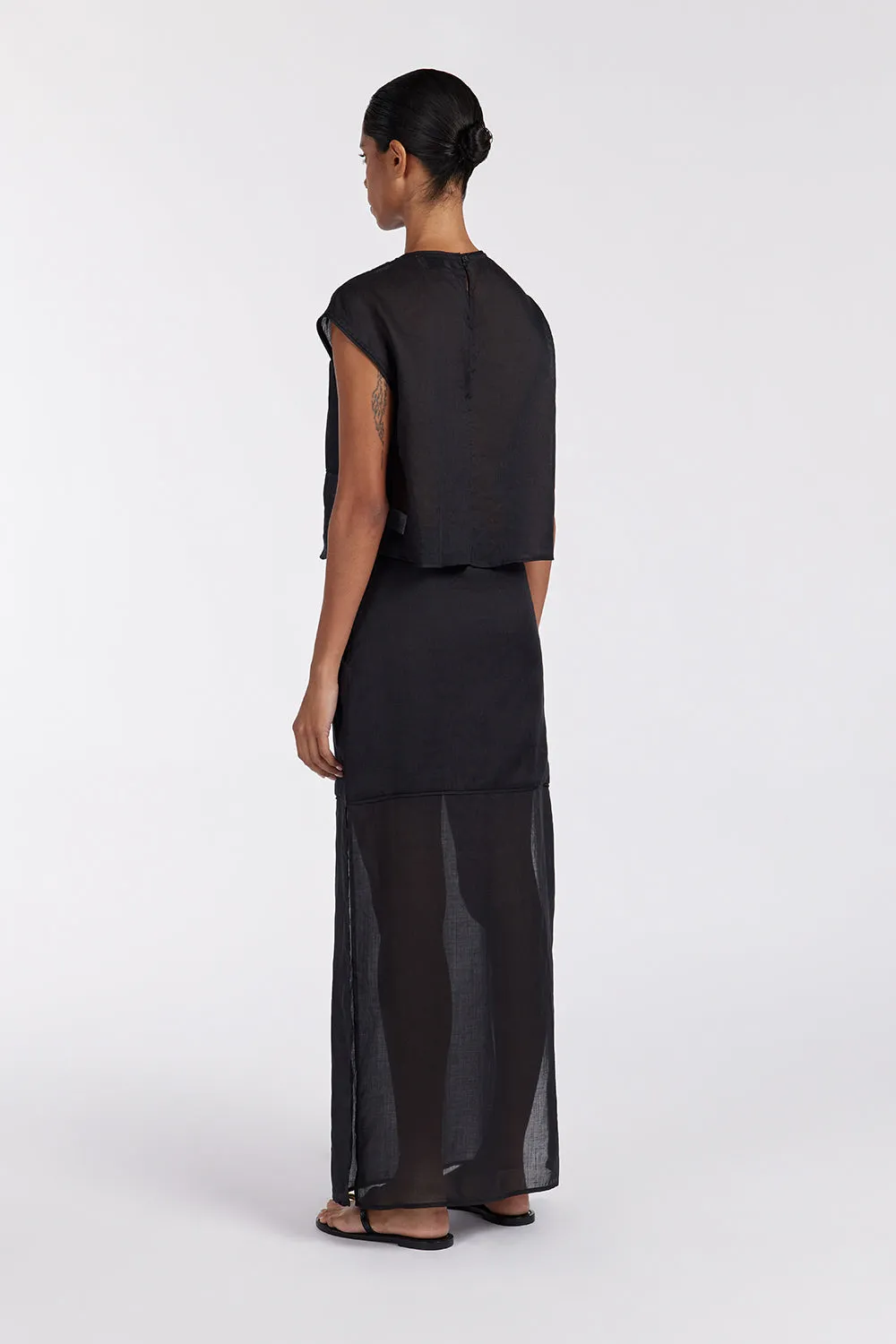 Dissh KAI BLACK RAMIE MIDI SKIRT