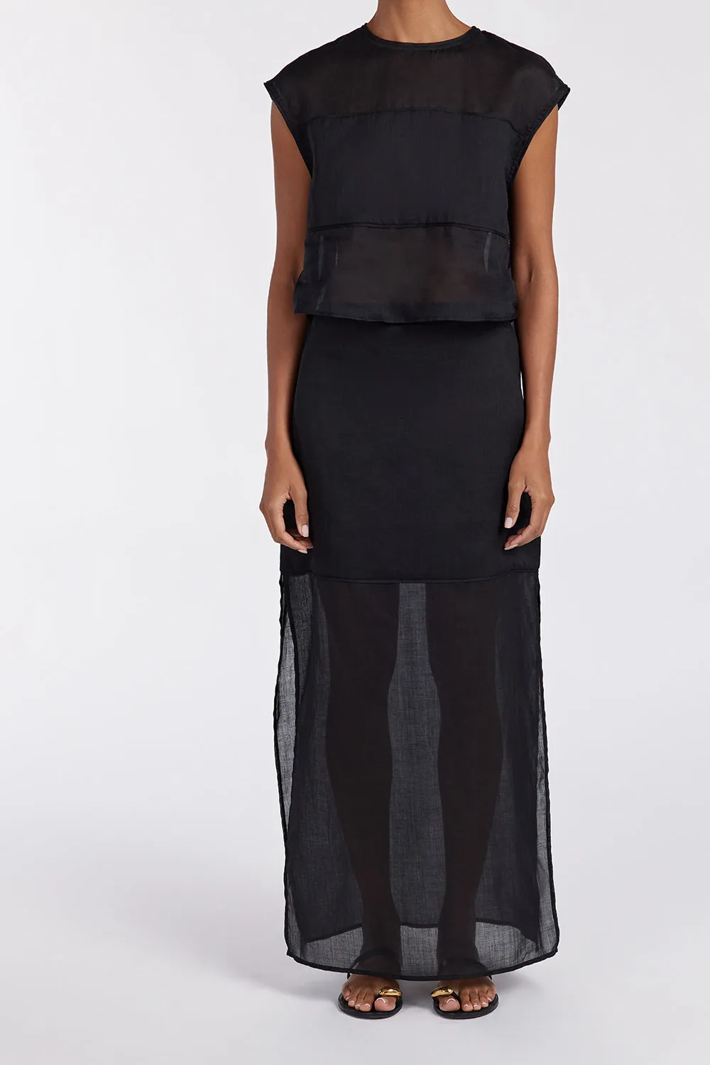 Dissh KAI BLACK RAMIE MIDI SKIRT