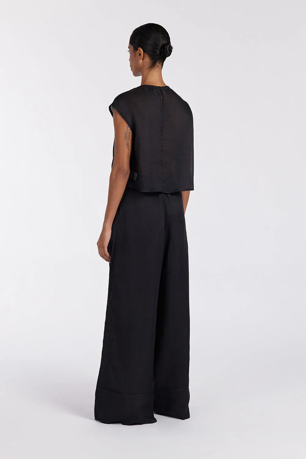 Dissh KAI BLACK RAMIE PANELLED TOP