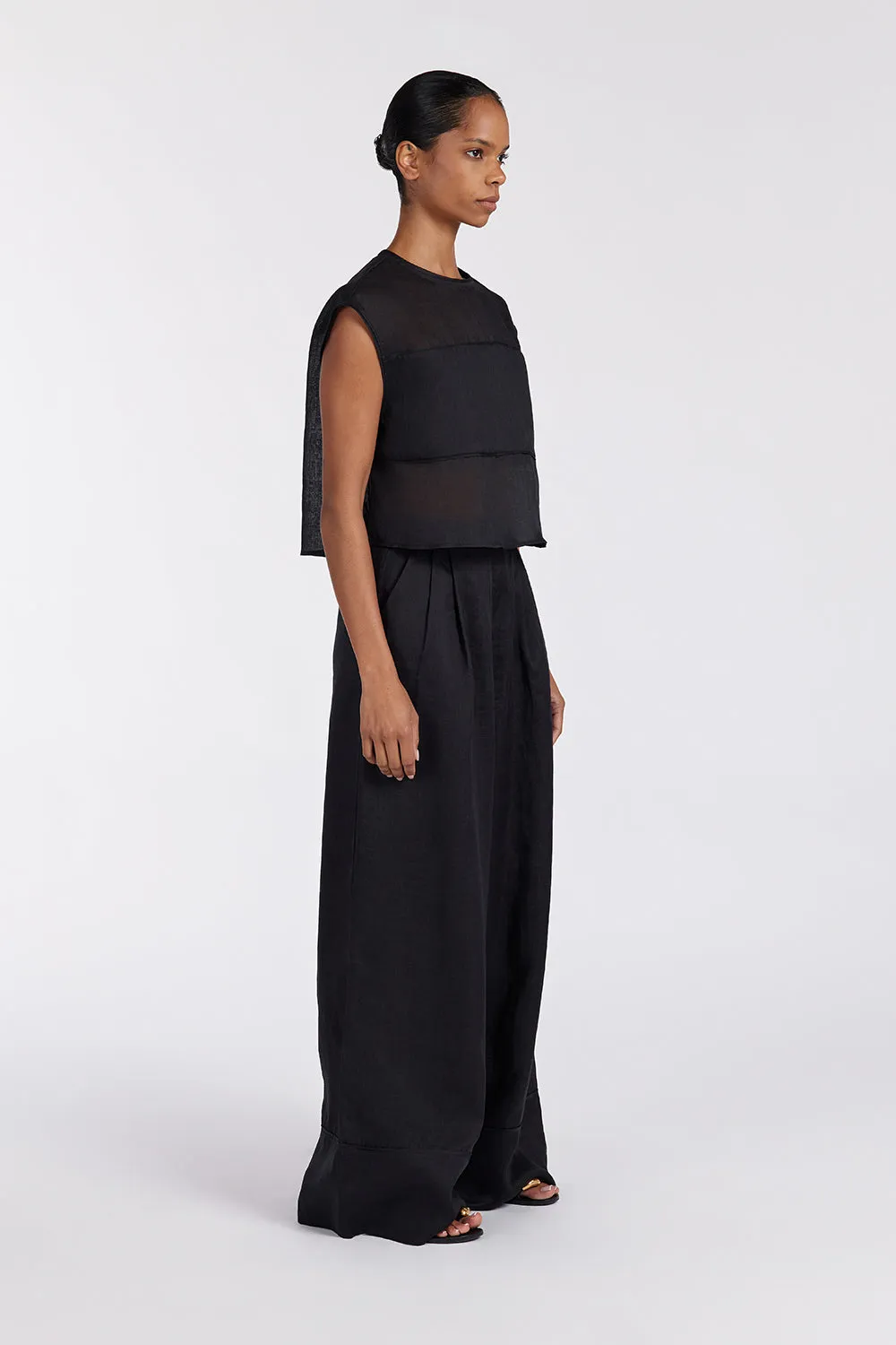 Dissh KAI BLACK RAMIE PANELLED TOP