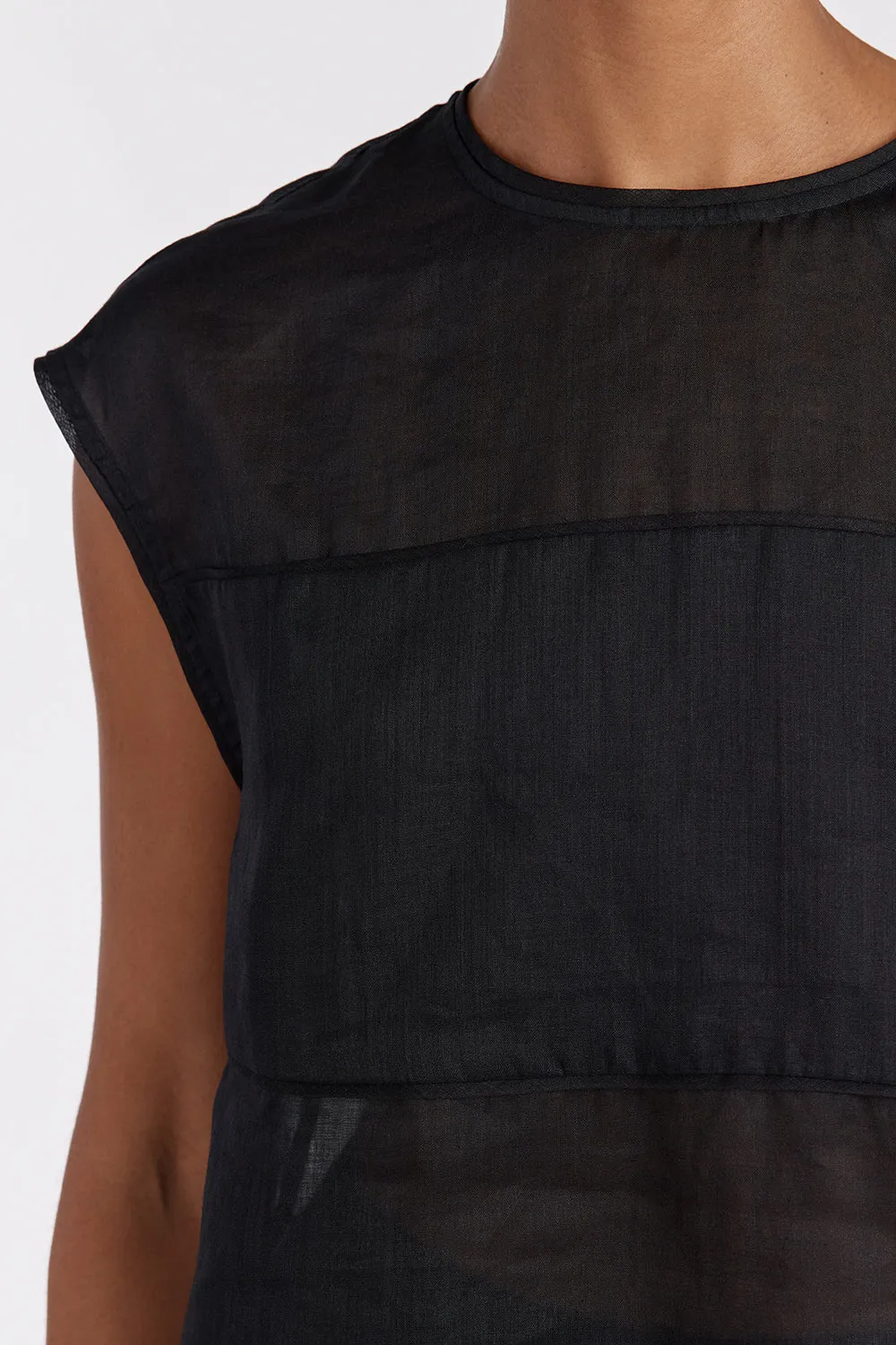 Dissh KAI BLACK RAMIE PANELLED TOP