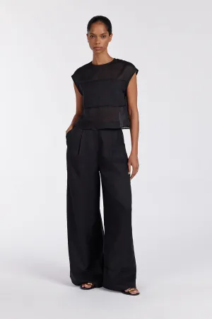Dissh KAI BLACK RAMIE PANELLED TOP