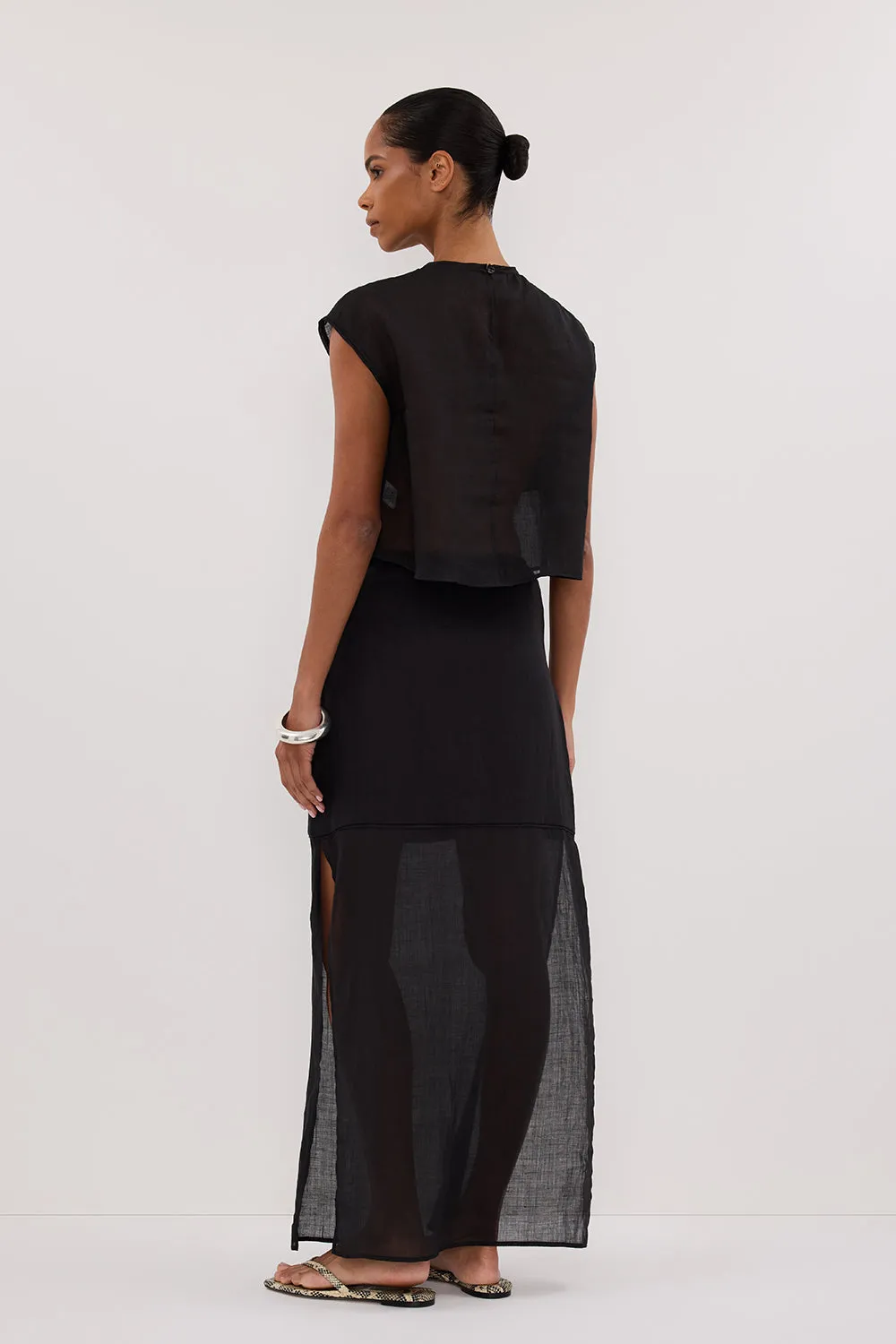 Dissh KAI BLACK RAMIE PANELLED TOP