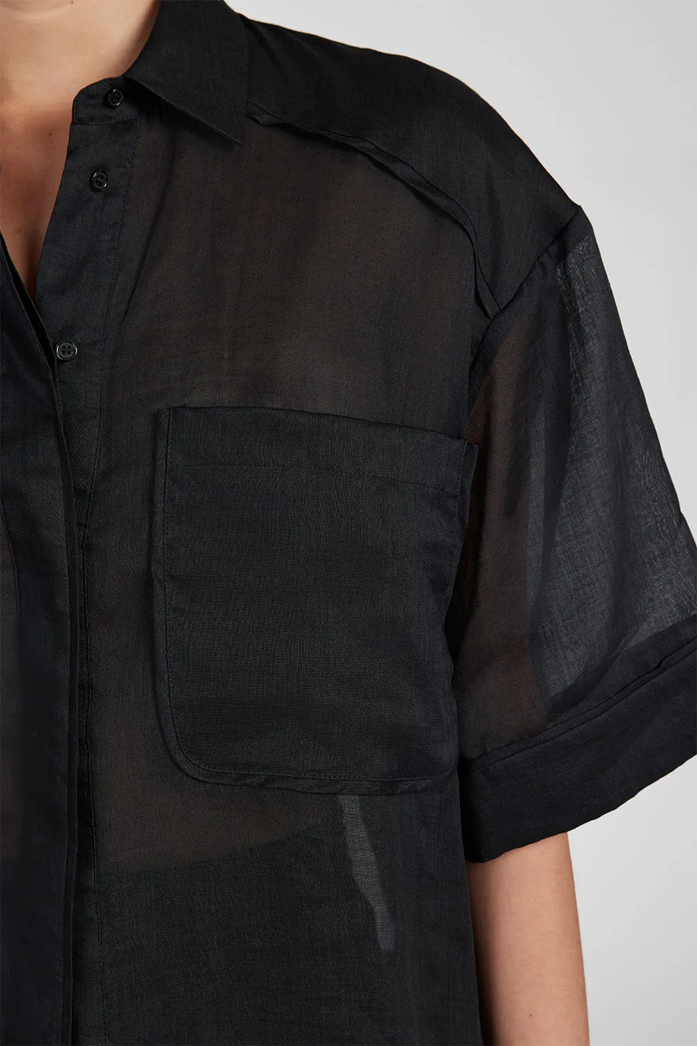 Dissh KAI BLACK RAMIE RESORT SHIRT