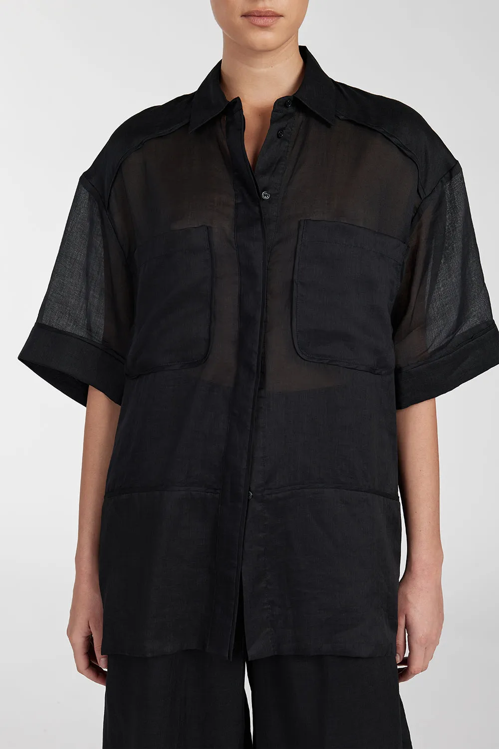 Dissh KAI BLACK RAMIE RESORT SHIRT