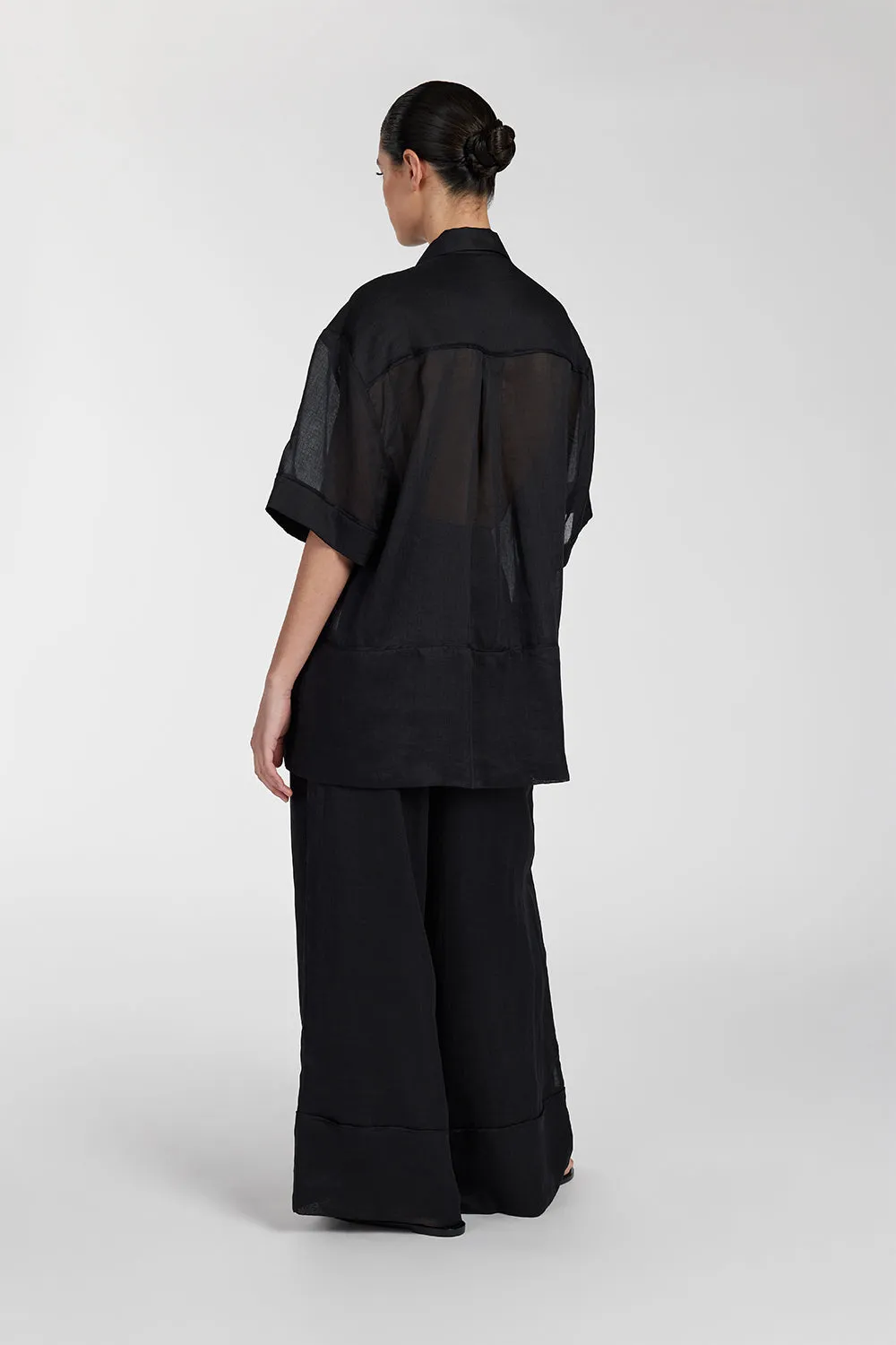 Dissh KAI BLACK RAMIE RESORT SHIRT