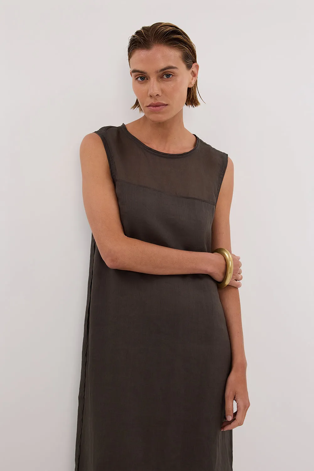 Dissh KAI PETROL RAMIE SHELL MIDI DRESS
