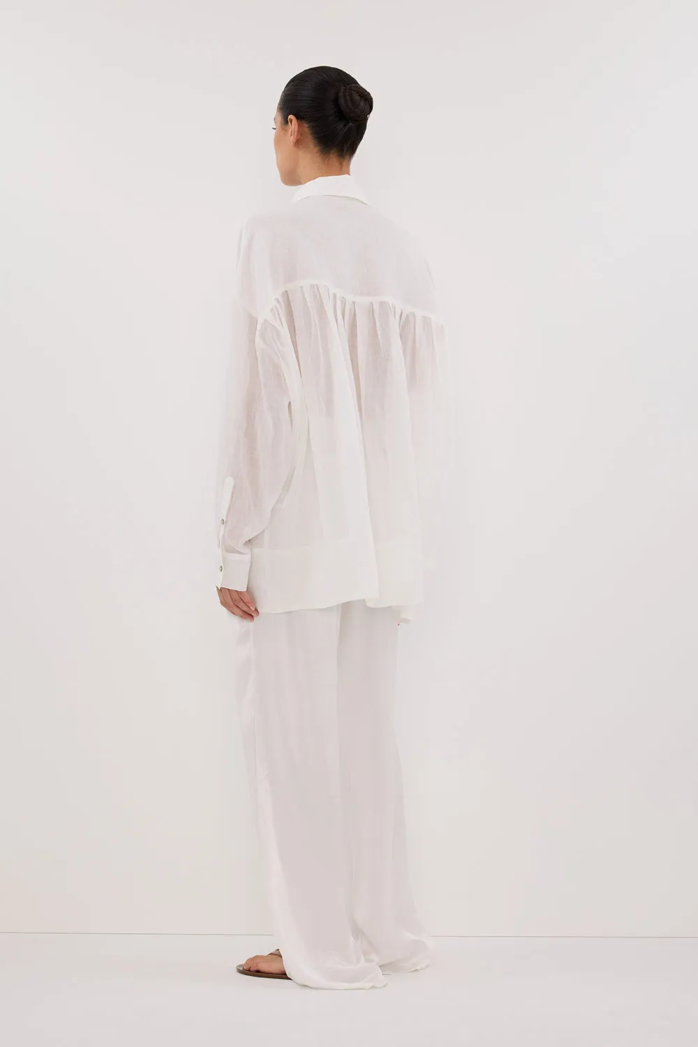 Dissh KAI WHITE OVERSIZED RAMIE SLEEVED SHIRT