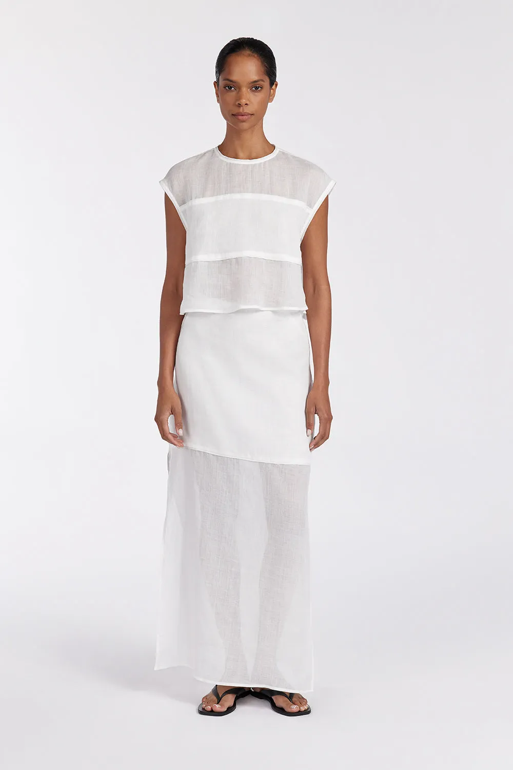 Dissh KAI WHITE RAMIE MIDI SKIRT