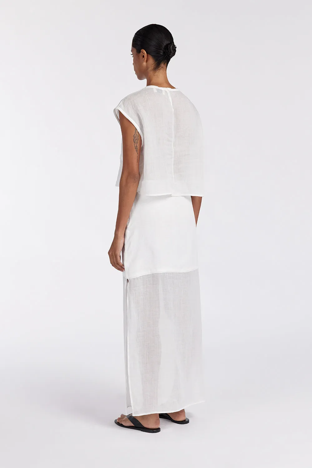 Dissh KAI WHITE RAMIE MIDI SKIRT