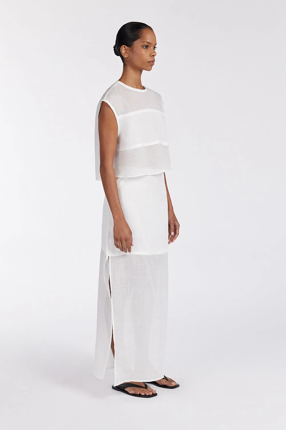 Dissh KAI WHITE RAMIE MIDI SKIRT