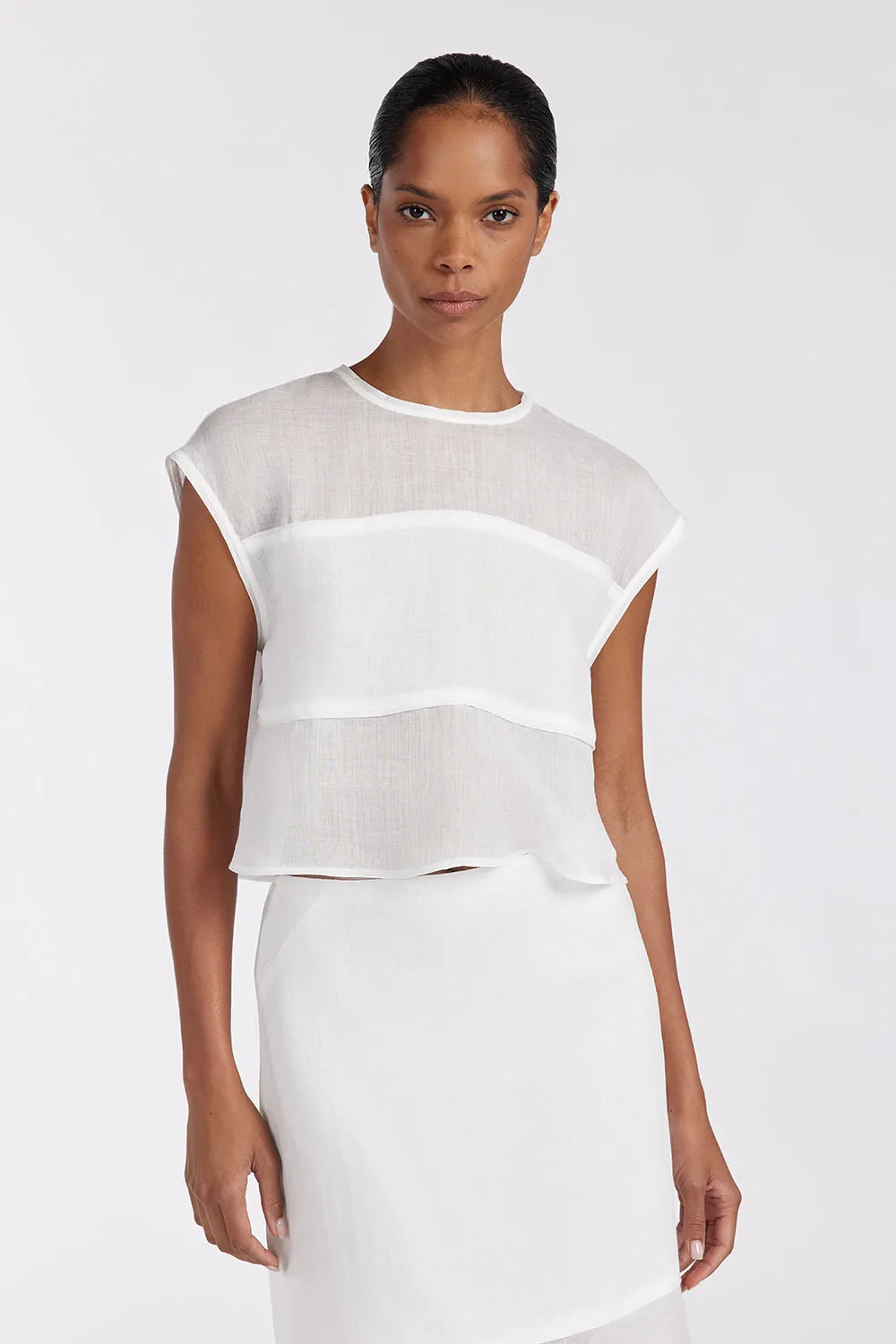 Dissh KAI WHITE RAMIE PANELLED TOP