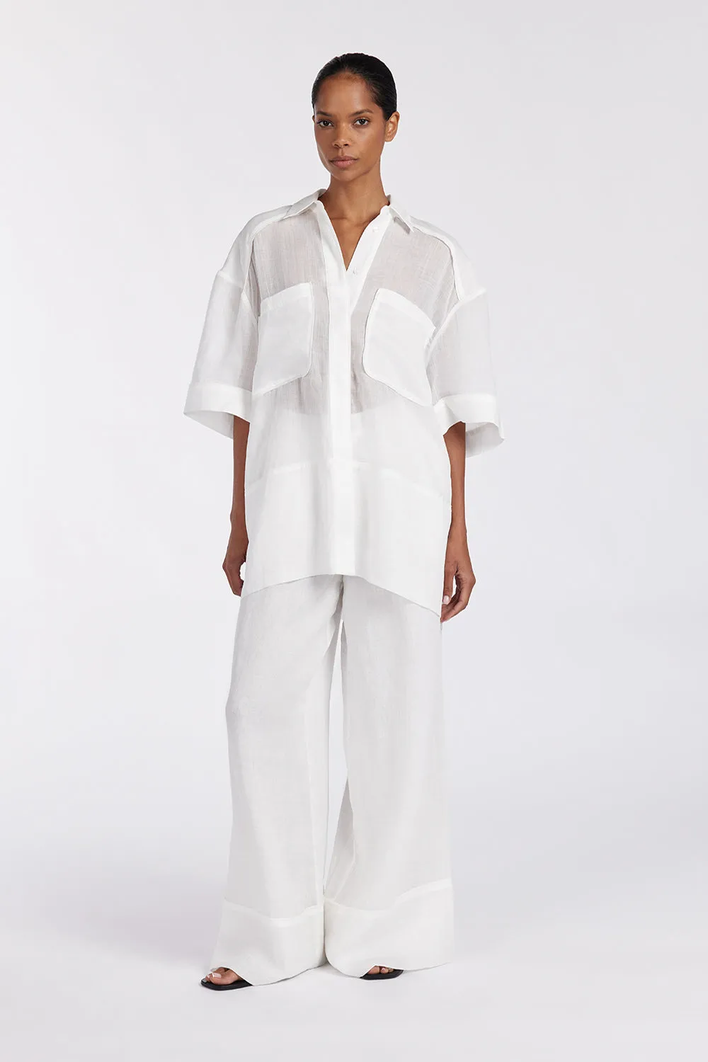 Dissh KAI WHITE RAMIE RESORT SHIRT