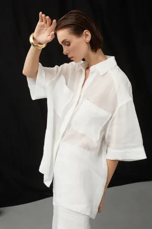 Dissh KAI WHITE RAMIE RESORT SHIRT