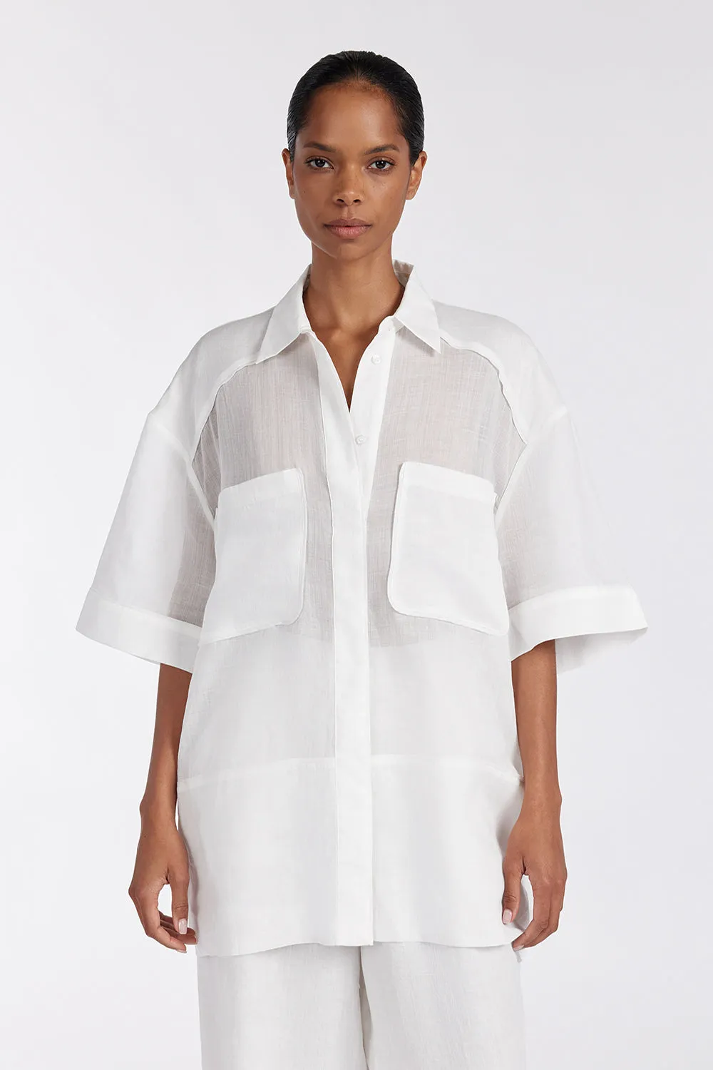 Dissh KAI WHITE RAMIE RESORT SHIRT