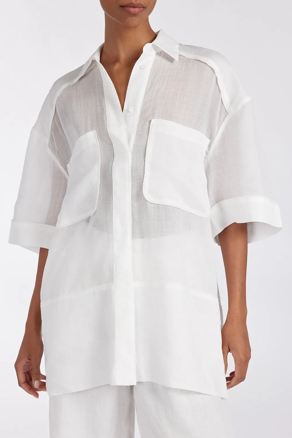 Dissh KAI WHITE RAMIE RESORT SHIRT