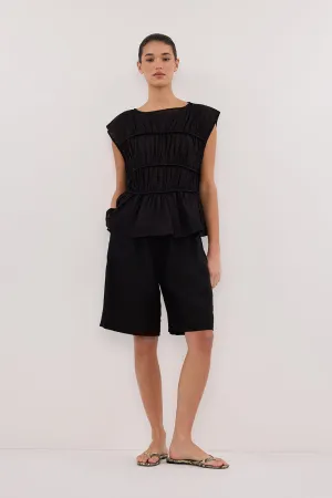 Dissh KAYLA BLACK LINEN BERMUDA SHORT