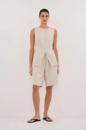 Dissh KAYLA NATURAL LINEN BERMUDA SHORT